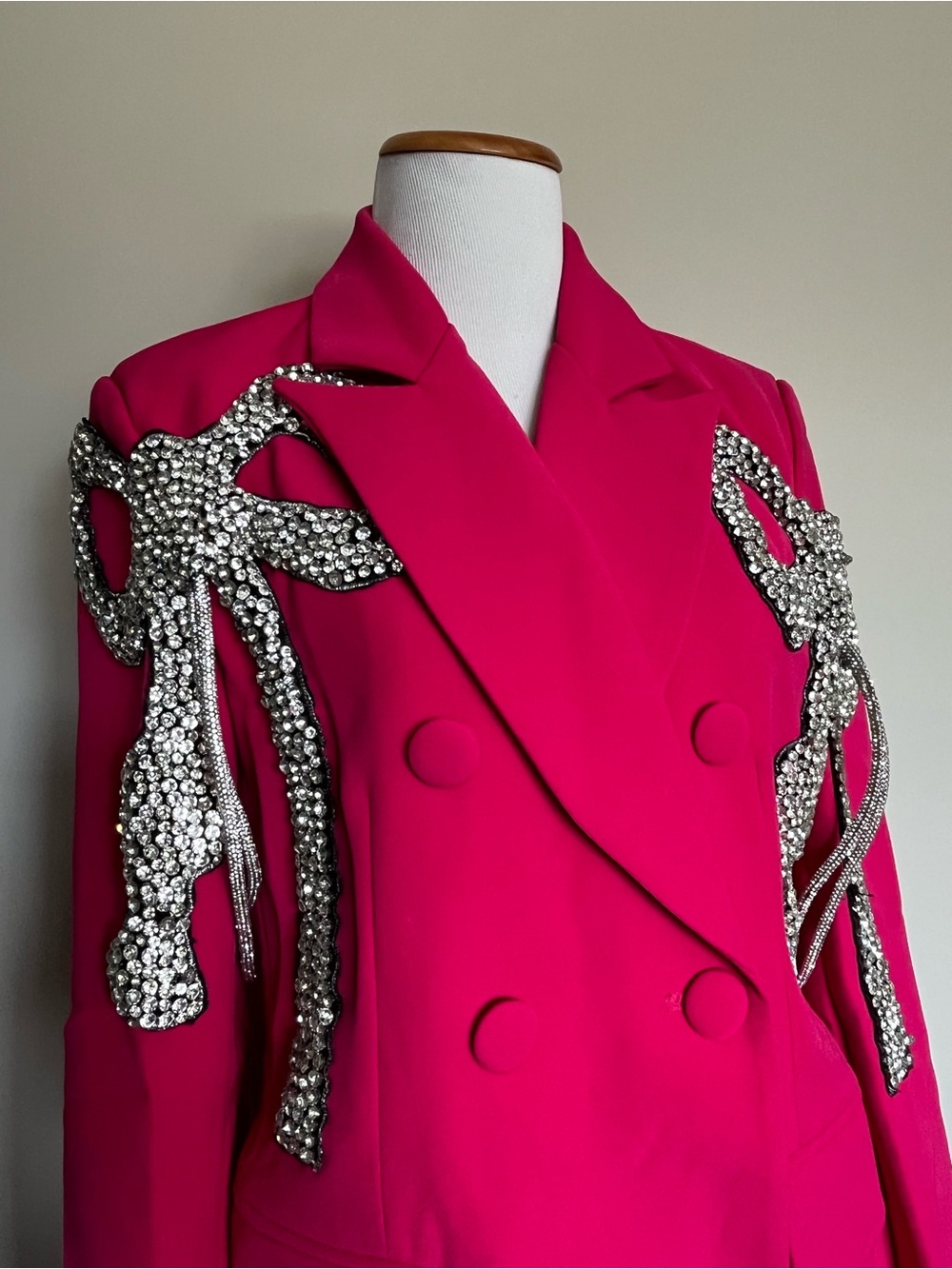 NWT Beulah Style Hot Pink Embellished Bow Jacket/Blazer Size Medium - Picture 10 of 16